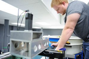 Water tunnel test preparation by a student researcher